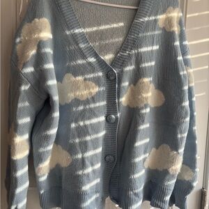 Sky Blue Cloud Pattern Cardigan